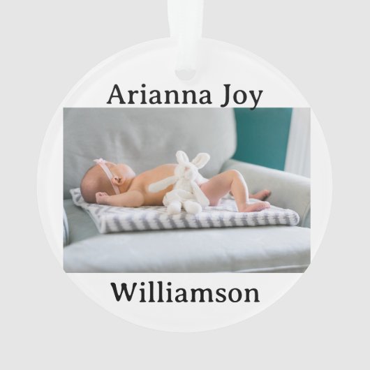 Custom Photo Baby's First Christmas YEAR Pink Bow  Ornament (achterkant)