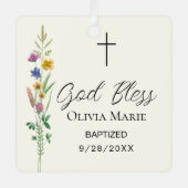 Custom Photo Baptism Wildflower Ceramic Metalen Ornament (Voorkant)