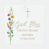 Custom Photo Baptism Wildflower Ceramic Metalen Ornament (Voorkant)