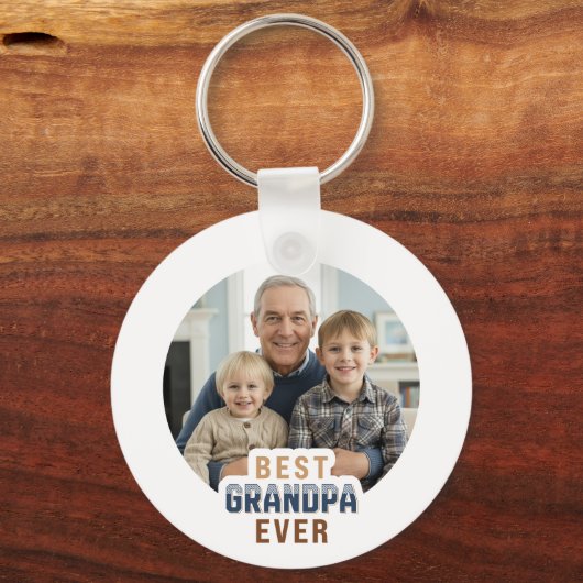Custom Photo Best Grandpa Ever Sleutelhanger (Voorkant)