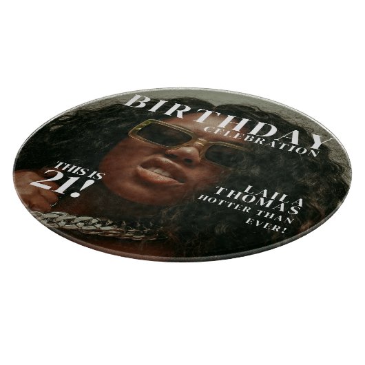 Custom Photo Birthday Party Magazine Cover  Snijplank (Hoek)