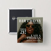 Custom Photo Birthday Party Magazine Cover  Vierkante Button 5,1 Cm (Voorkant /achterkant)