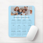 Custom Photo Blue 2026 Family Calendar Muismat (Met muis)