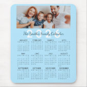 Custom Photo Blue 2026 Family Calendar Muismat (Voorkant)
