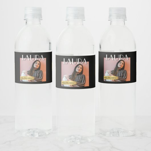Custom Photo Bottle Label, Birthday Magazine Cover Waterfles Etiket (Flessen)