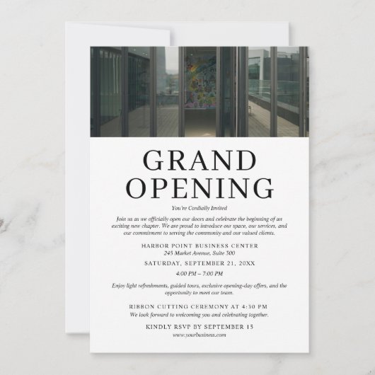 Custom Photo Business Grand Opening Invitation  Kaart (Voorkant)