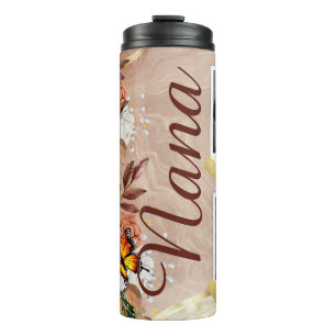 Custom Photo Butterfly Floral Ma Grandma Thermosbeker