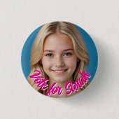 Custom Photo Button Pin – Personalized text Badge  (Voorkant)