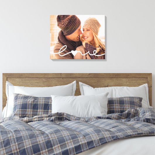 Custom Photo Canvas | Hand Lettered Love Script (Insitu (Slaapkamer))