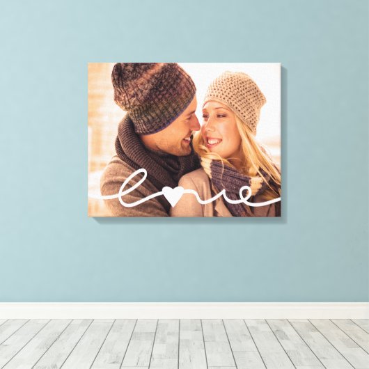 Custom Photo Canvas | Hand Lettered Love Script Afdruk (Insitu (Houten vloer))
