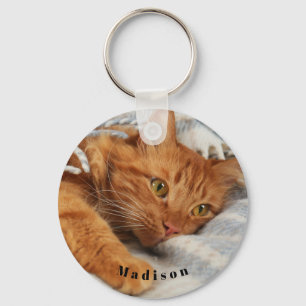 Custom Photo Cat Name Sleutelhanger