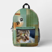 Custom Photo Cat Paw Prints Abstract Geometric Bedrukte Rugzak (Voorkant)