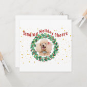 Custom Photo Christmas Card with  Wreath Kaart (Voorkant / Achterkant in situ)