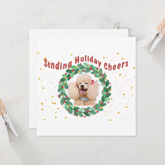 Custom Photo Christmas Card with  Wreath Kaart (Voorkant / Achterkant in situ)