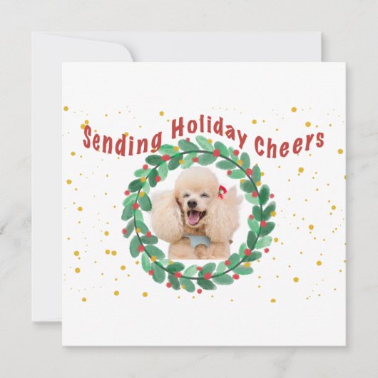 Custom Photo Christmas Card with  Wreath Kaart (Voorkant)