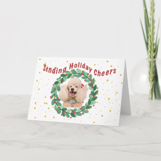 Custom Photo Christmas Card with  Wreath Kaart (Voorkant)