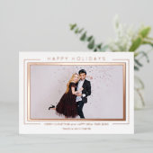 Custom Photo Christmas Chic Simple Typography Folie Feestdagenkaart (Staand Voorkant)