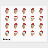 Custom Photo Christmas | Face with Santa Hat Vierkante Sticker (Vel)