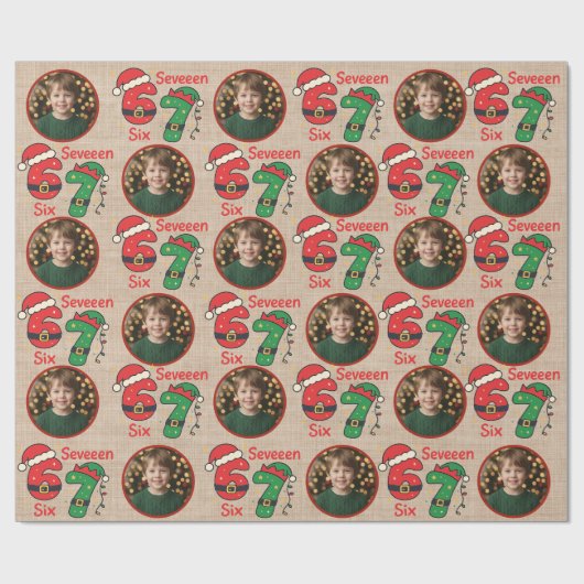 Custom Photo Christmas Gift Wrap 6-7 Trendy Cadeaupapier (Vlak)