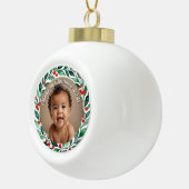 custom photo christmas holly  ceramic ornament (Rechts)