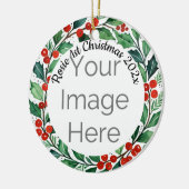 custom photo Christmas holly ceramic ornament (Links)