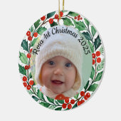 custom photo Christmas holly  ceramic ornament (Links)