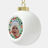 custom photo Christmas holly ceramic ornament (Rechts)
