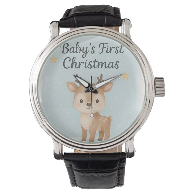 Custom photo christmas luxury gold romantic mens  horloge (Voorkant)