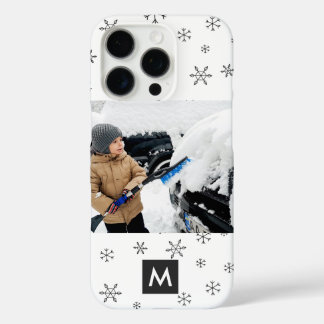 Custom Photo Christmas Snowflakes Monogram iPhone 16 Pro Hoesje