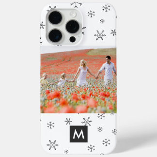 Custom Photo Christmas Snowflakes Monogram iPhone 15 Pro Max Hoesje