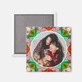 Custom Photo Christmas Star Red Green Family Gift Magneet (Voorkant / Achterkant)