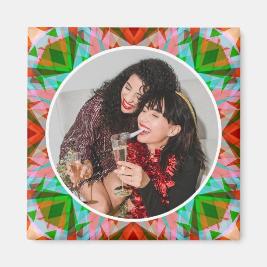 Custom Photo Christmas Star Red Green Family Gift Magneet (Voorkant)