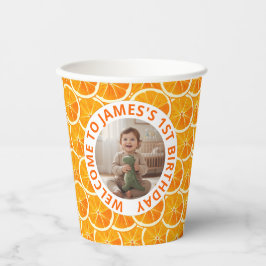Custom Photo & Citrus Birthday Papieren Bekers
