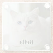 Custom photo coaster with snow white cat glazen onderzetter (Achterkant)