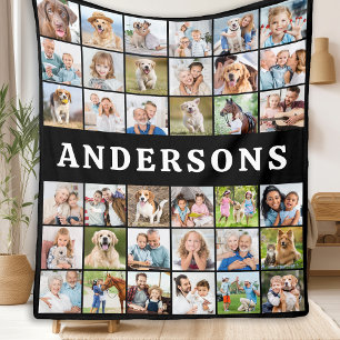Custom Photo Collage 36 Gepersonaliseerde Moderne  Fleece Deken