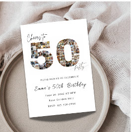 Custom Photo Collage 50th Birthday Invitation Kaart