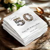 Custom Photo Collage 50th Birthday Party Napkins  Servet