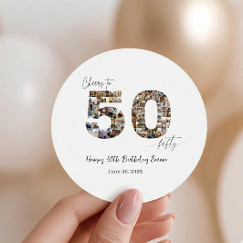 Custom Photo Collage 50th Birthday Party Stickers 