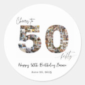 Custom Photo Collage 50th Birthday Party Stickers  (Voorkant)