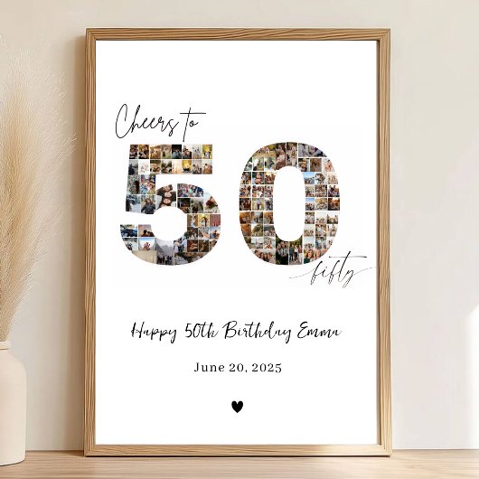 Custom Photo Collage 50th Birthday Poster Gift