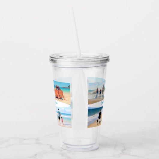 Custom Photo Collage Acrylic Tumbler with Text Acryl Drinkbeker (Links)