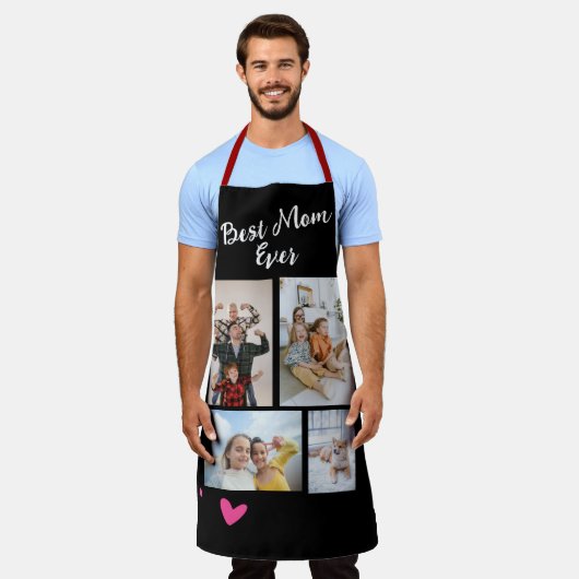 Custom Photo Collage Apron - Best Mom Or Dad Ever Schort (Gedragen)