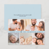 Custom Photo Collage Baby shower Dusty Blue Bedankkaart (Voorkant / Achterkant)