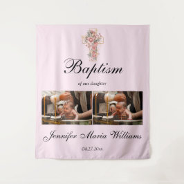 Custom Photo Collage Christening Baptism Backdrop Wandkleed