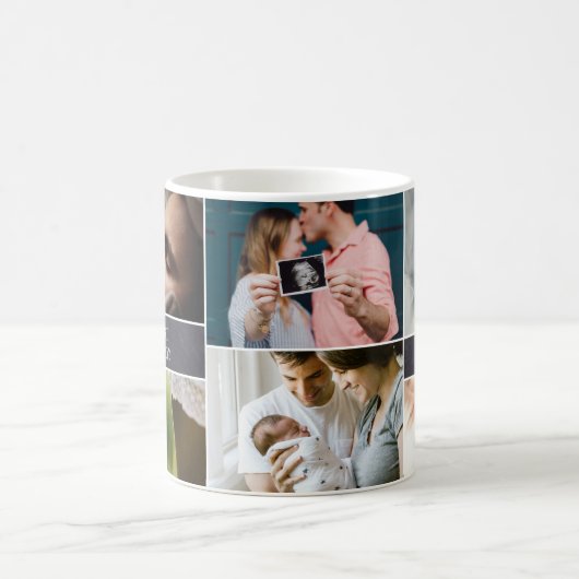 Custom Photo Collage Dad Happy First Vaderdag Magische Mok (Center)