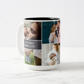 Custom Photo Collage Dad Happy First Vaderdag Tweekleurige Koffiemok (Voorkant links)