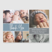Custom Photo Collage Dusty Blue Baby shower Magnetische Uitnodiging (Voorkant)