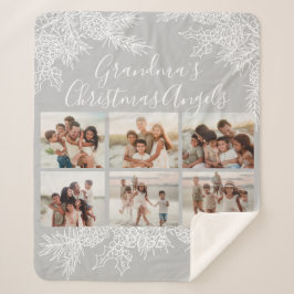 Custom Photo Collage Elegant Grandma's Christmas Sherpa Deken