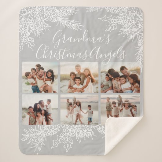 Custom Photo Collage Elegant Grandma's Christmas  Sherpa Deken (Voorkant)