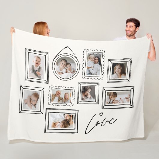 Custom Photo Collage Family Love Fleece Deken (In situ)